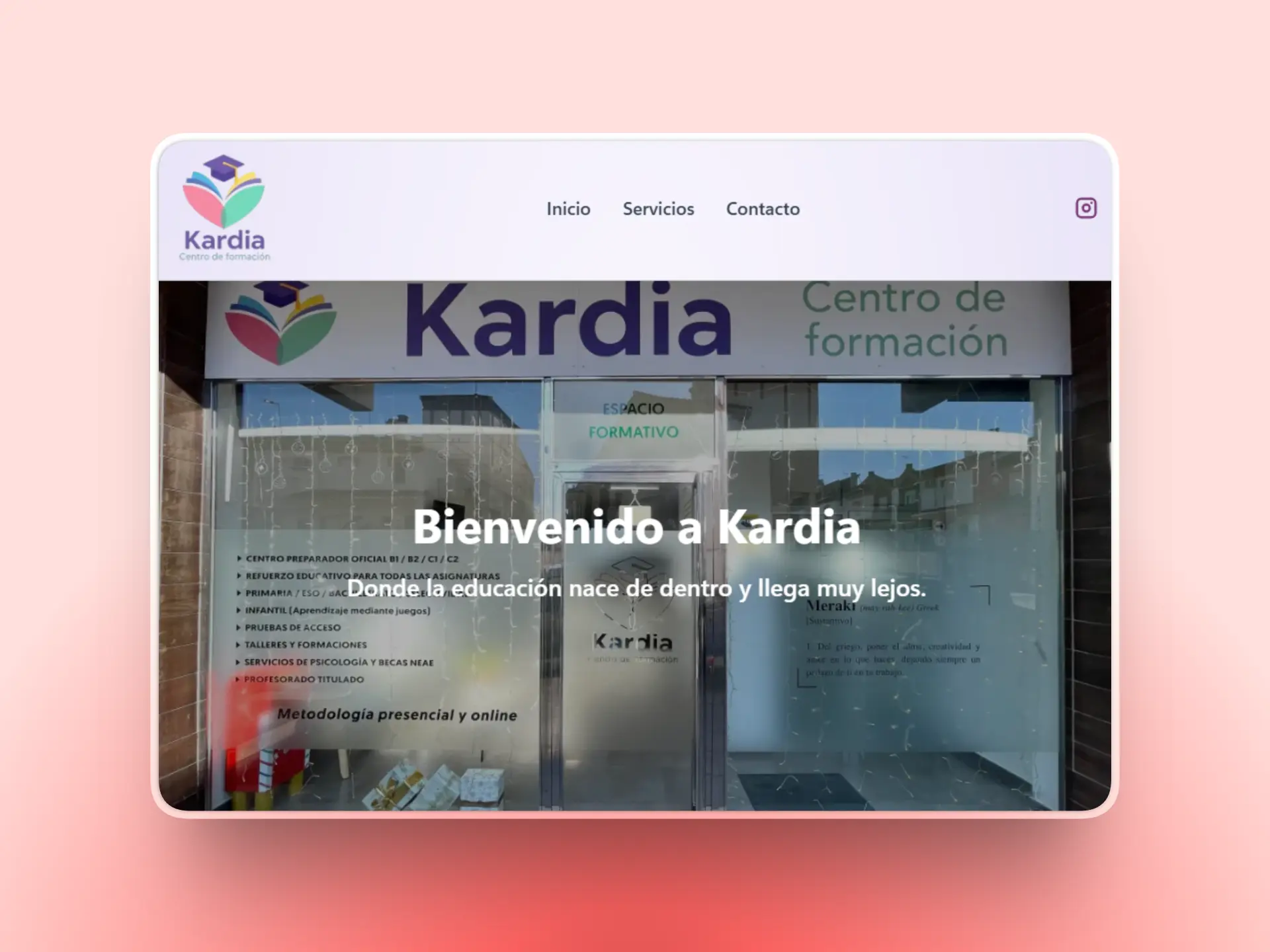 Landing page de centro de formación profesional